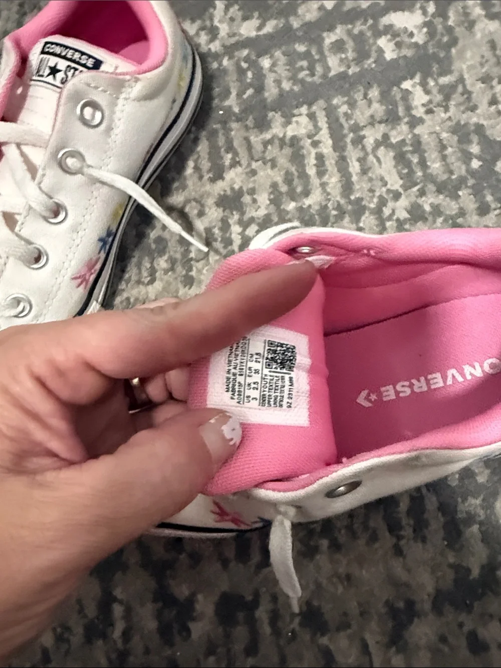 Converse White and Pink Kids Low Top Sneakers